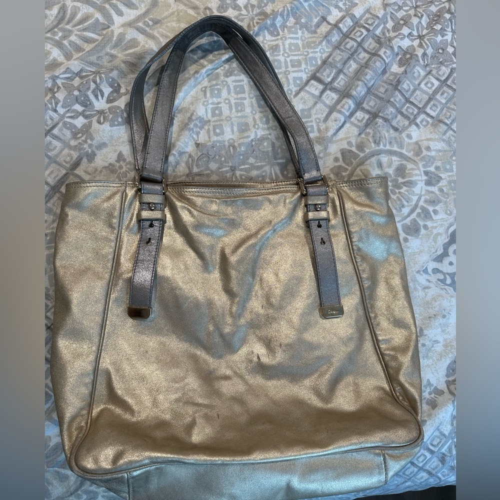 Cole Haan Kendra Palladium Gold Metallic Bag - Picture 3 of 8
